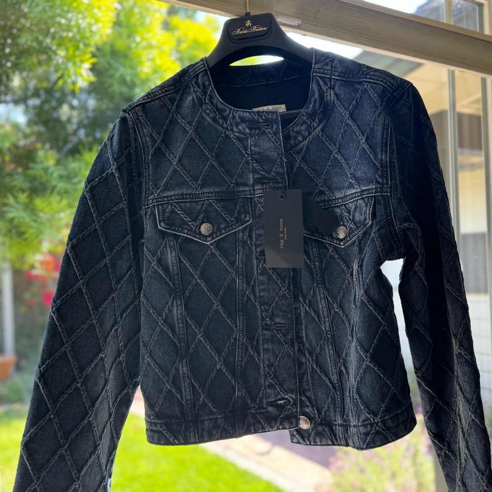 Rag & Bone Cora Black Quilted Jean Jacket